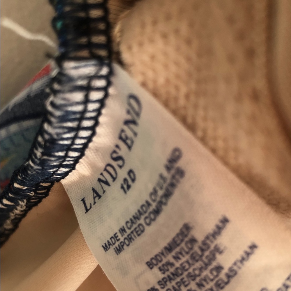 Lands' End Navy and Multicolor Paisley One-Piece - Picture 9 of 10